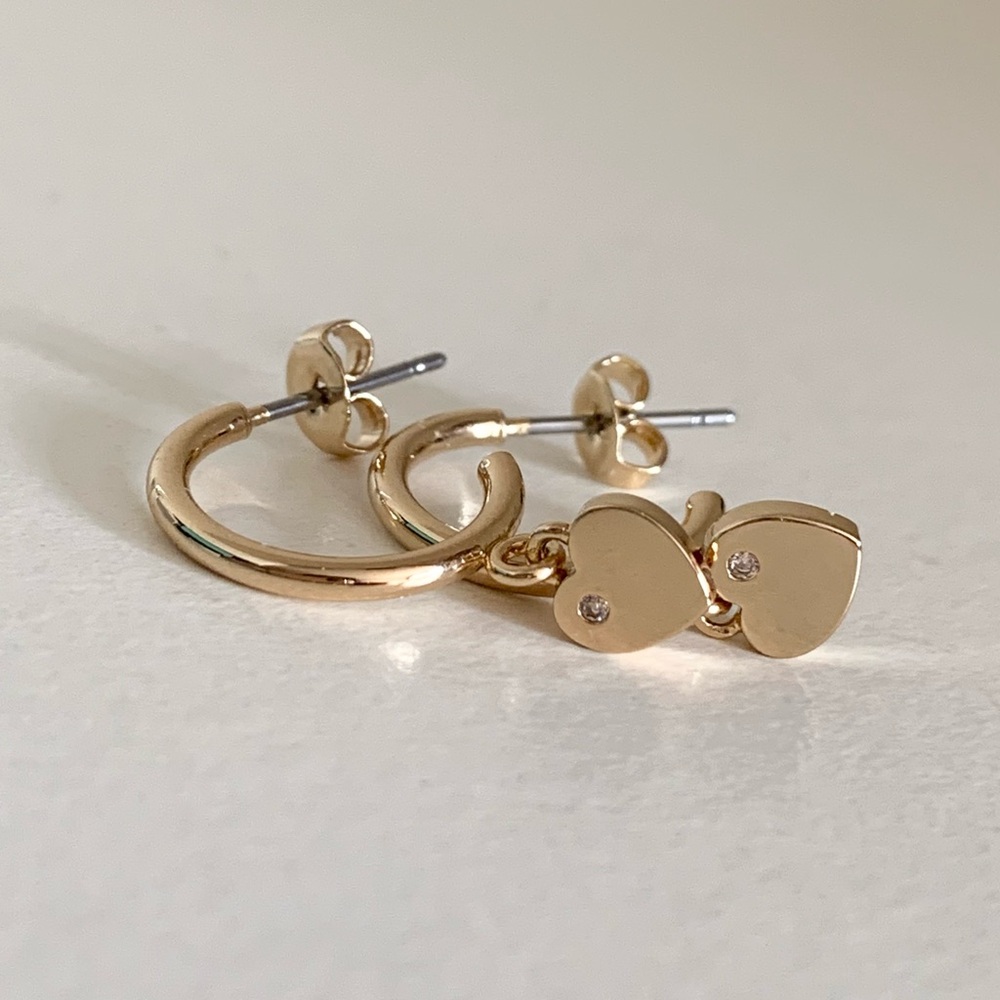 NWOT Banana republic Heart locket charm Hoop Earrings